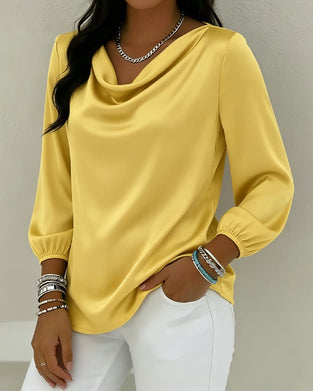 Solid Color Cowl Collar Top