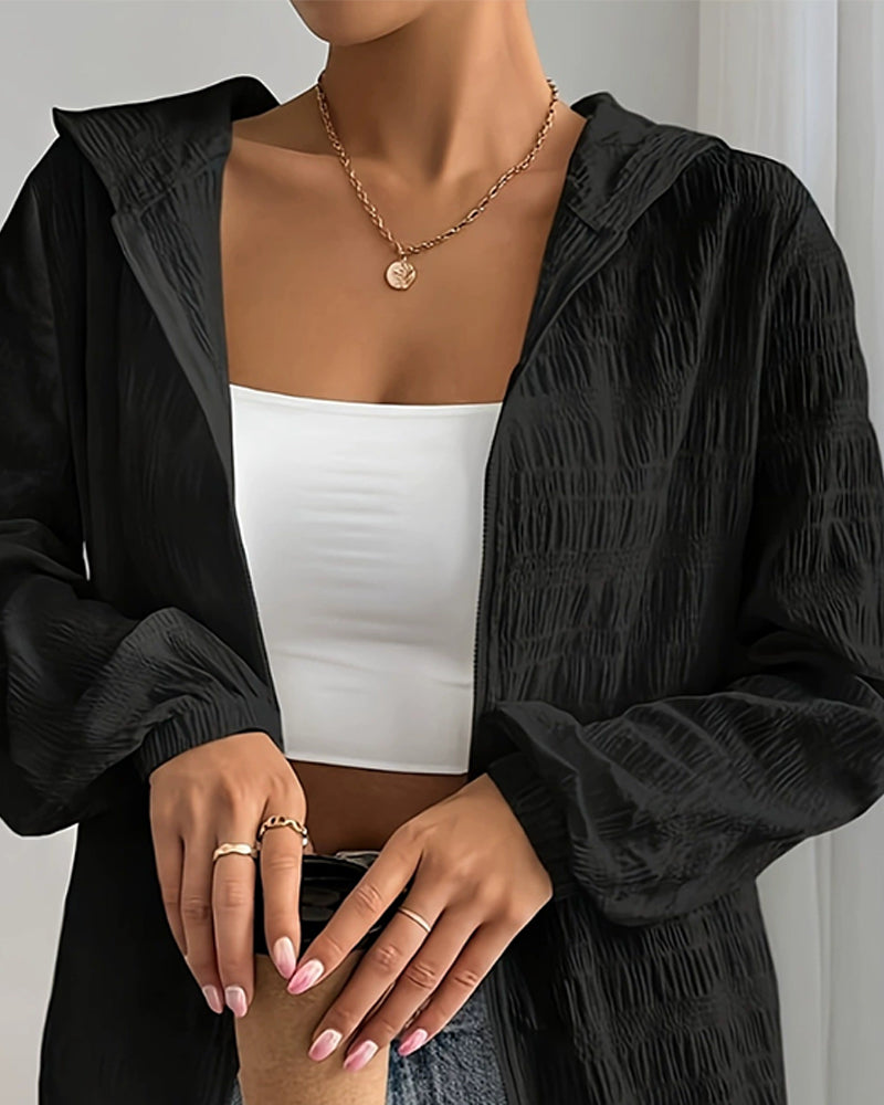 Hooded Sun-Protective Zipper Loose Coats