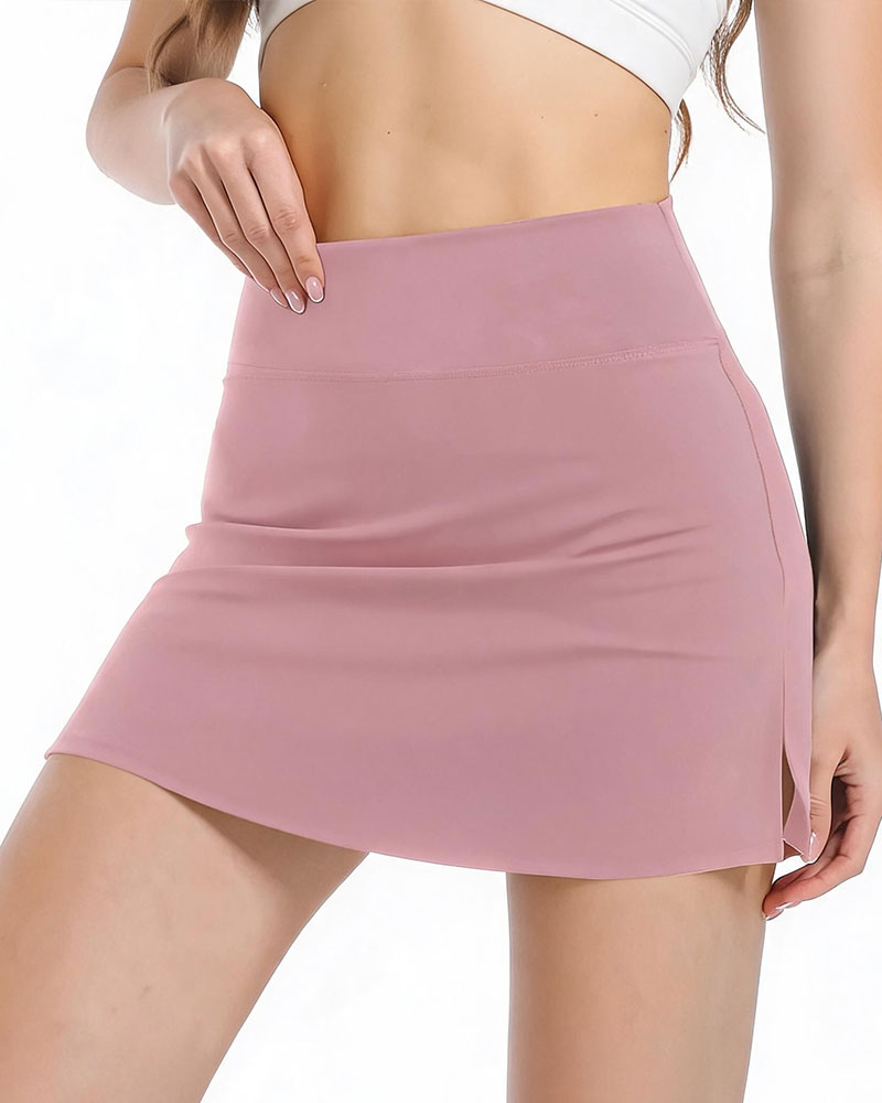High Waist Straight Slit Mini Sports Skirt Short