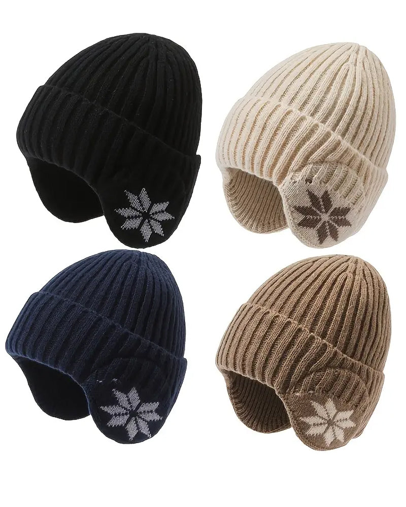 1pc Women's Fleece-Lined Winter Beanie Hat with Fleece Ears