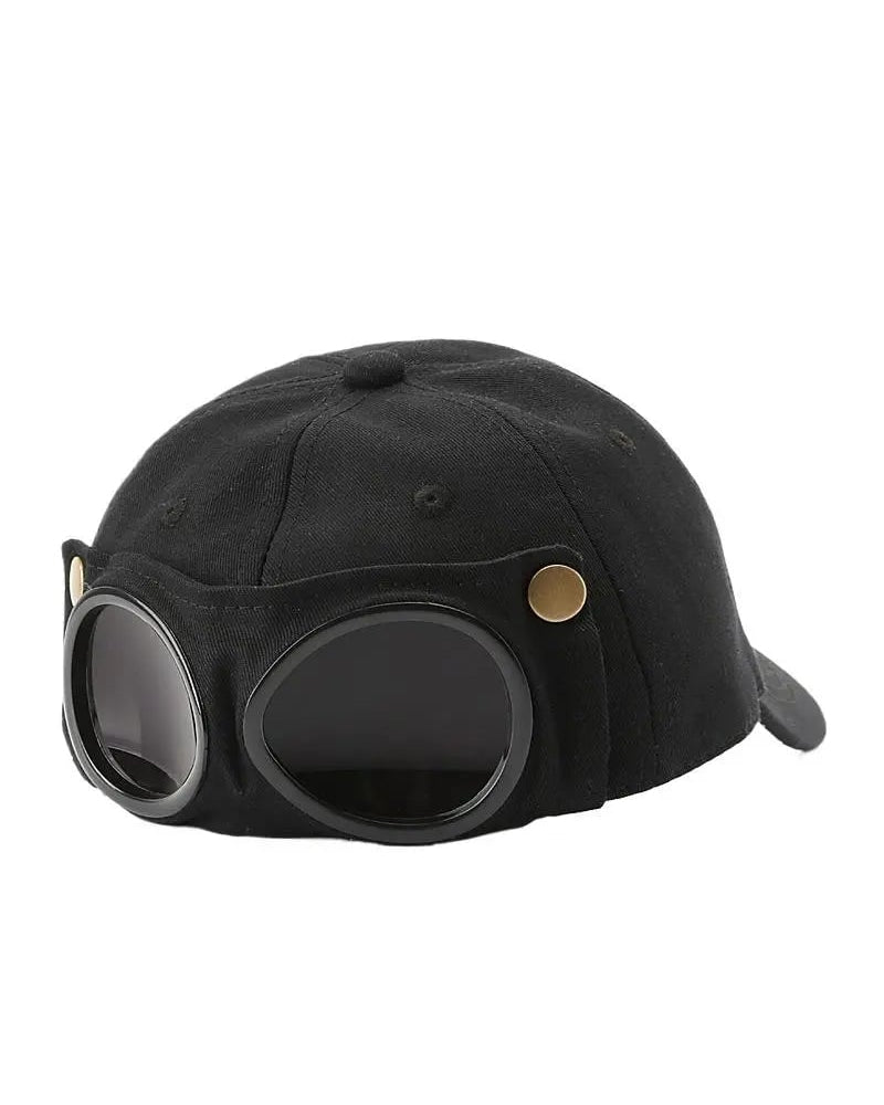 Detachable Goggle Pilot Baseball Cap Vintage Hat for Street Fashion & Daily Outfit