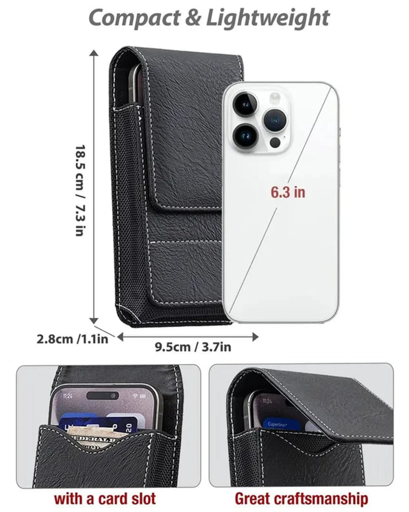 🔥Waist Belt Cell Phone Pouch 📱 Multi-Pocket Leather Holster with Card Holder