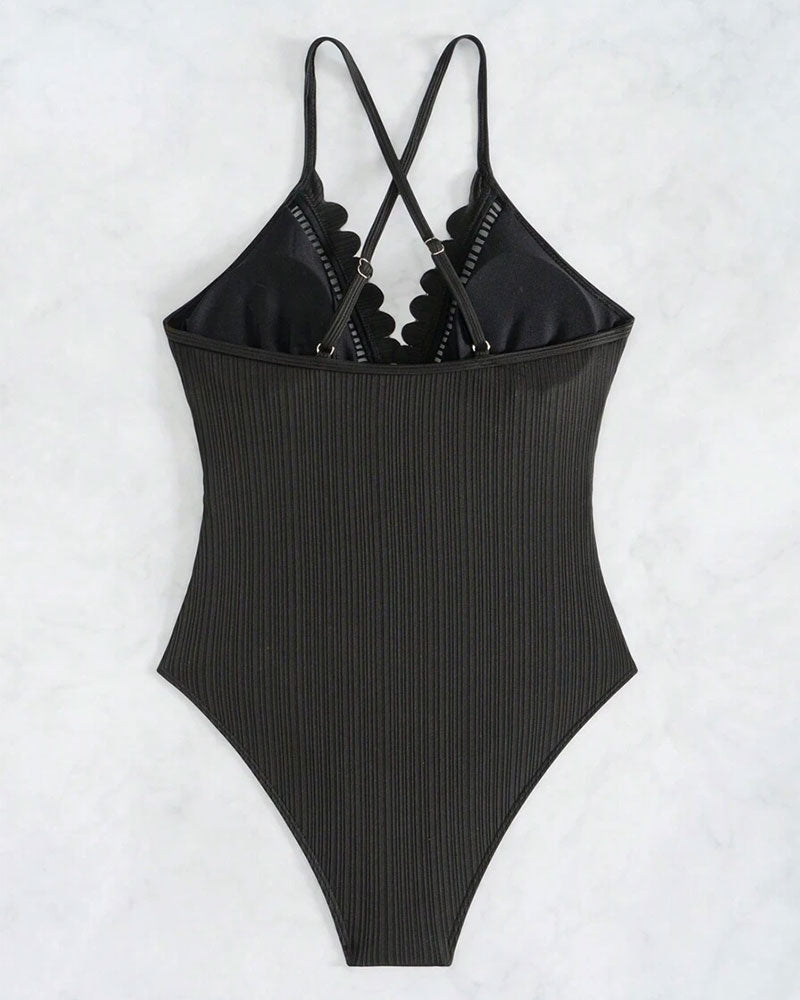 One-Piece Solid Color Sexy Hollow Swimsuit