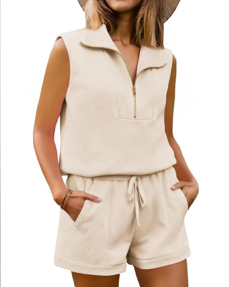 Half-Zip Top and Shorts Two-Piece Set