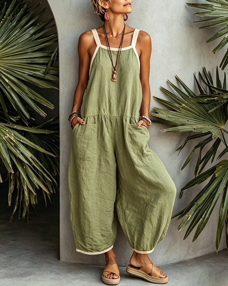 Color-Blocked Pocket Jumpsuit