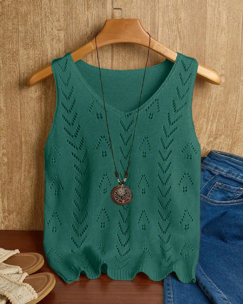V-Neck Cutout Sleeveless Pullover