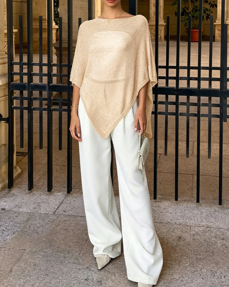 Cape-style sweater solid color pullover