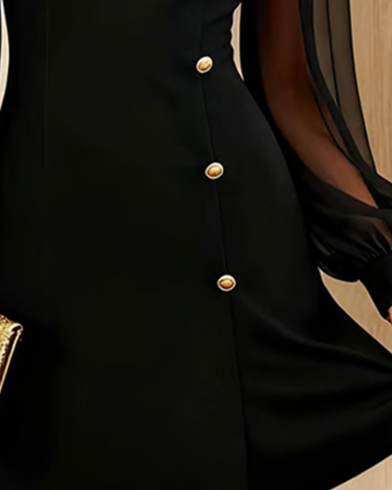 Metal Buckle Spliced Elegant Dress