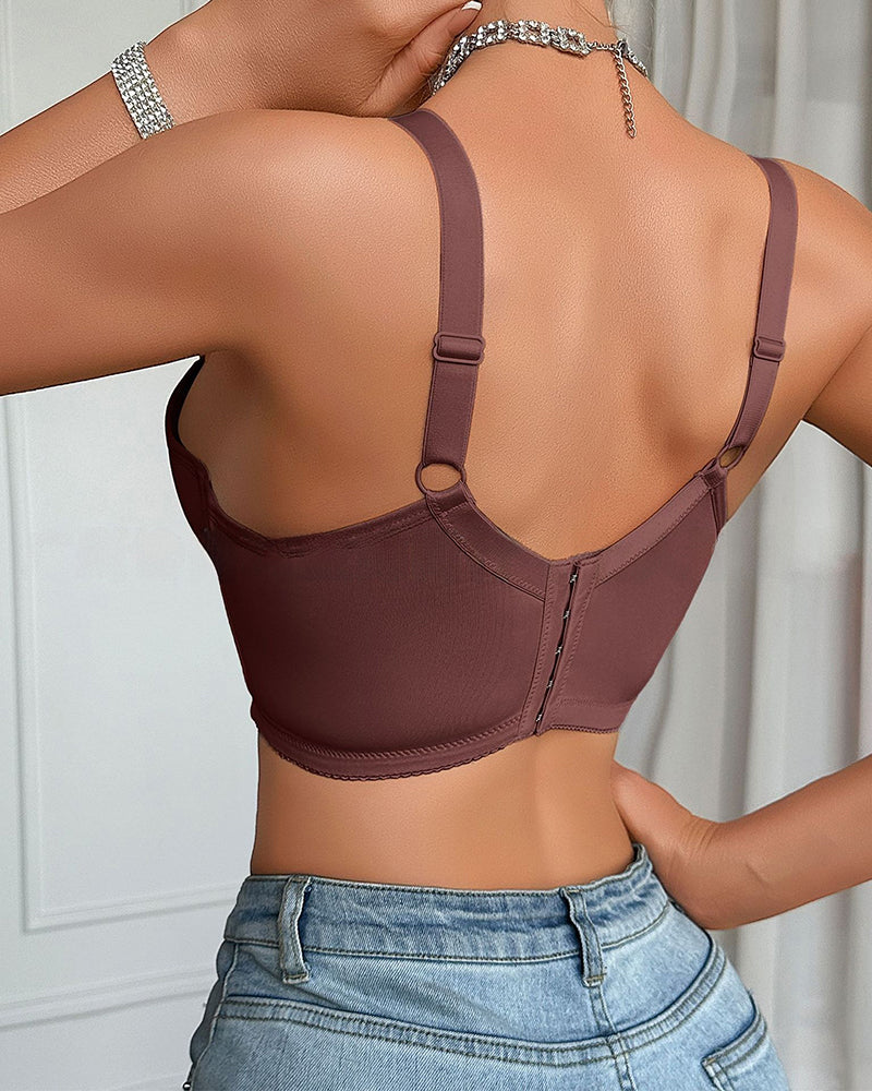 Embroidered Thin Cup Plus Size Bra