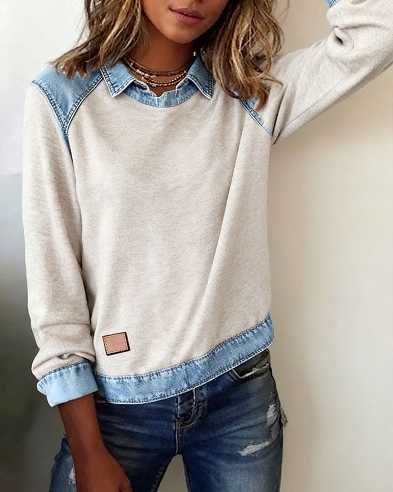 Fashionable Lapel Long-Sleeved Blouse