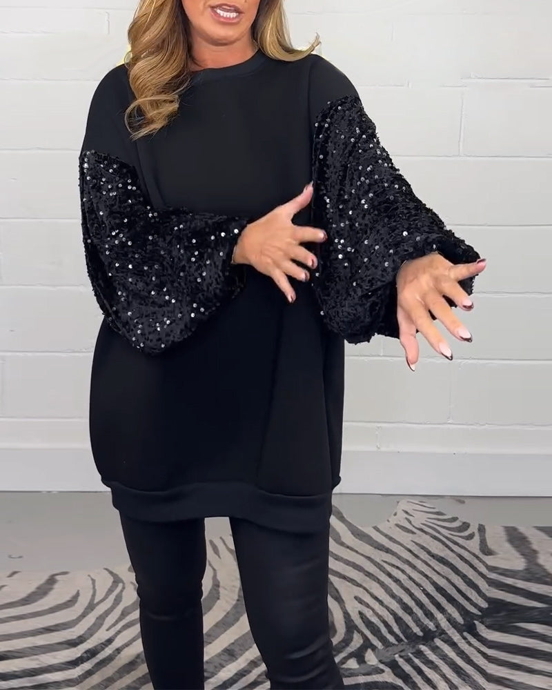 Round neck long sleeve casual pullover sweatshirt