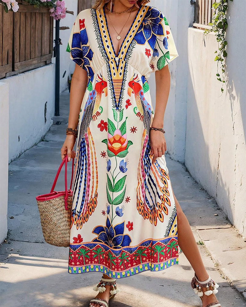 Bohemian Print Vacation Maxi Dress