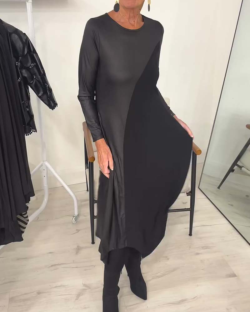 Bias Cut Patchwork Long Dress