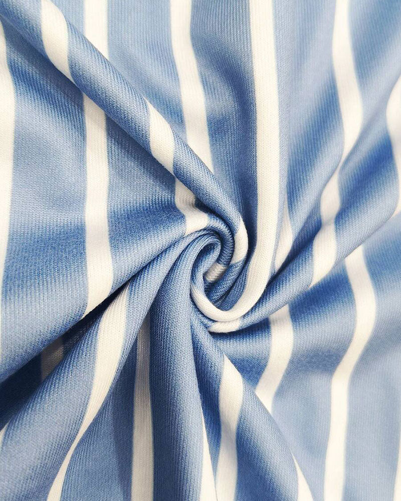 Denim Patchwork Striped Short Sleeve T-Shirt