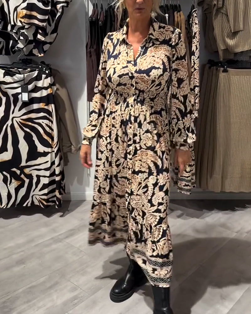 Lapel Print Fashion Dress