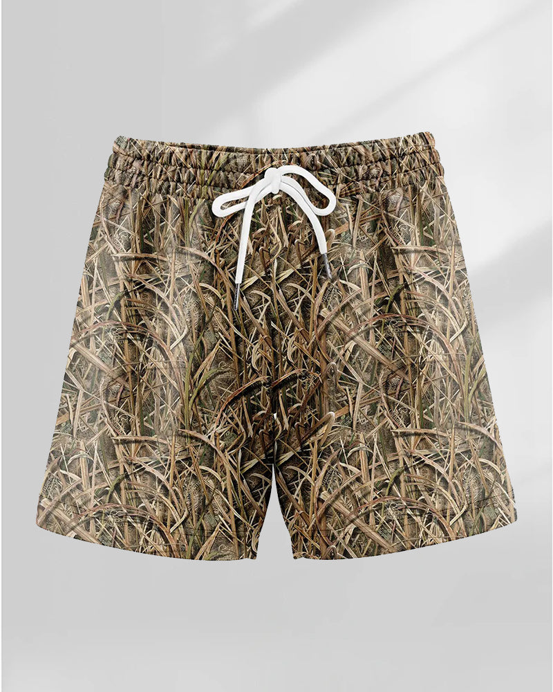 Drawstring Casual Printed Knee-Length Shorts