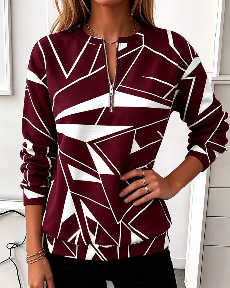 Casual Zip Long Sleeve Sweatshirt