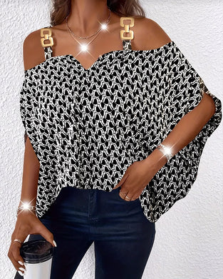 Stylish Chain Off-Shoulder Blouse