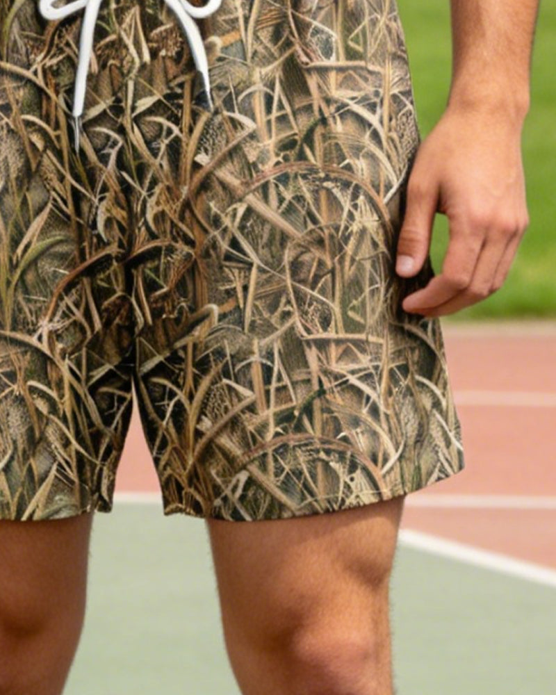 Drawstring Casual Printed Knee-Length Shorts