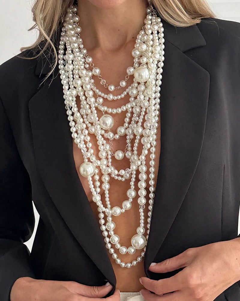 Multi-Layer Long Pearl Necklace