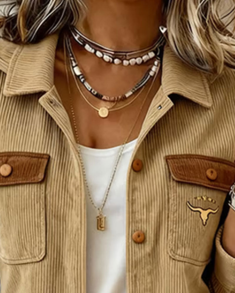 Corduroy Button Up Lapel Jacket