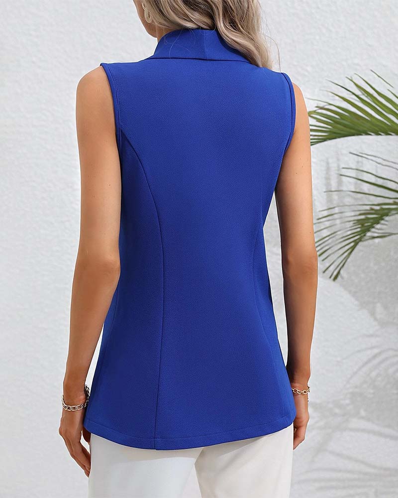 Single Button Sleeveless Cardigan Coat