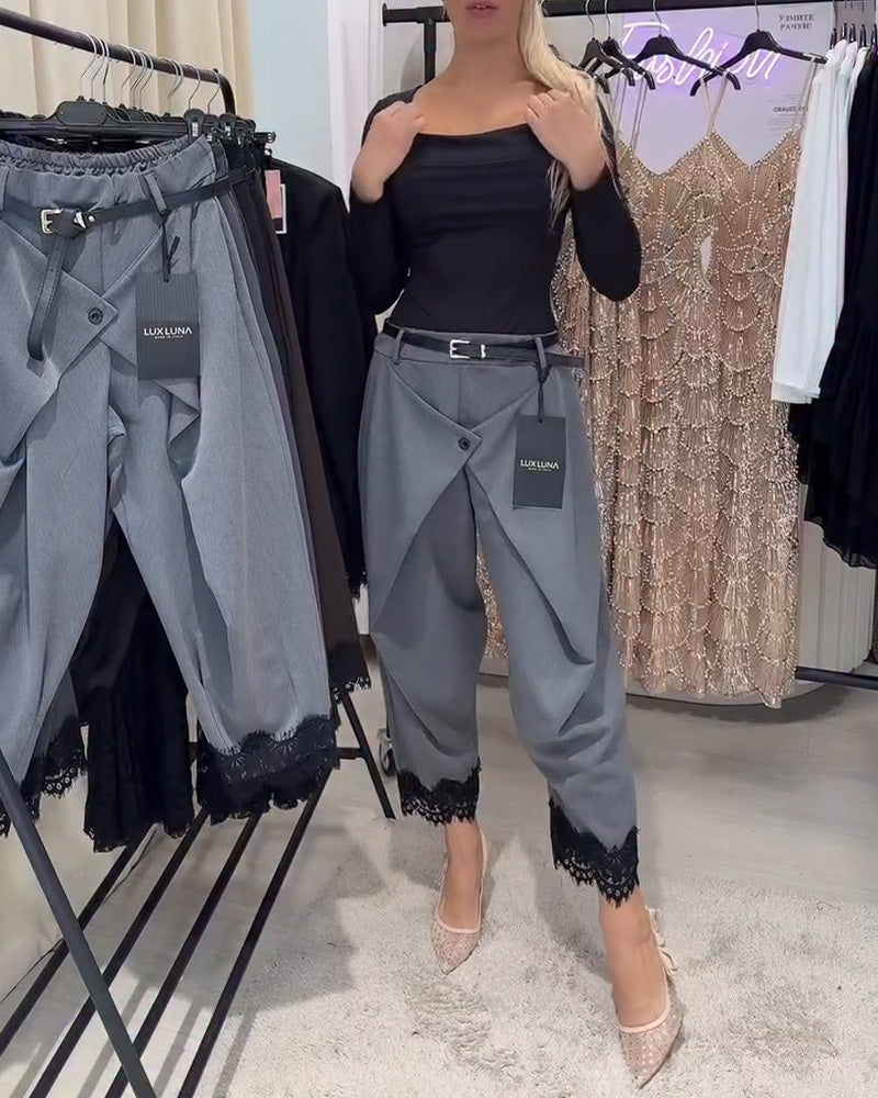 Fashionable Lace Stitching Harem Pants