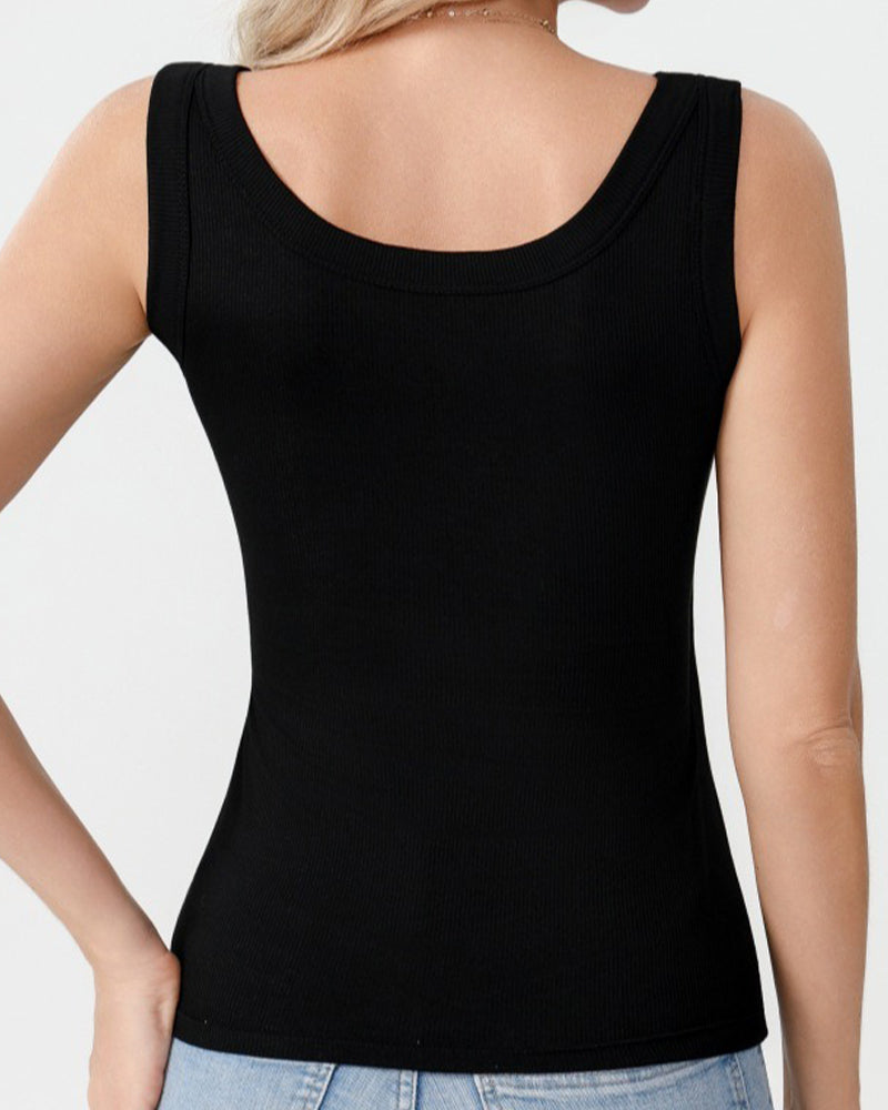 Solid Color Built In Bar Cami Top