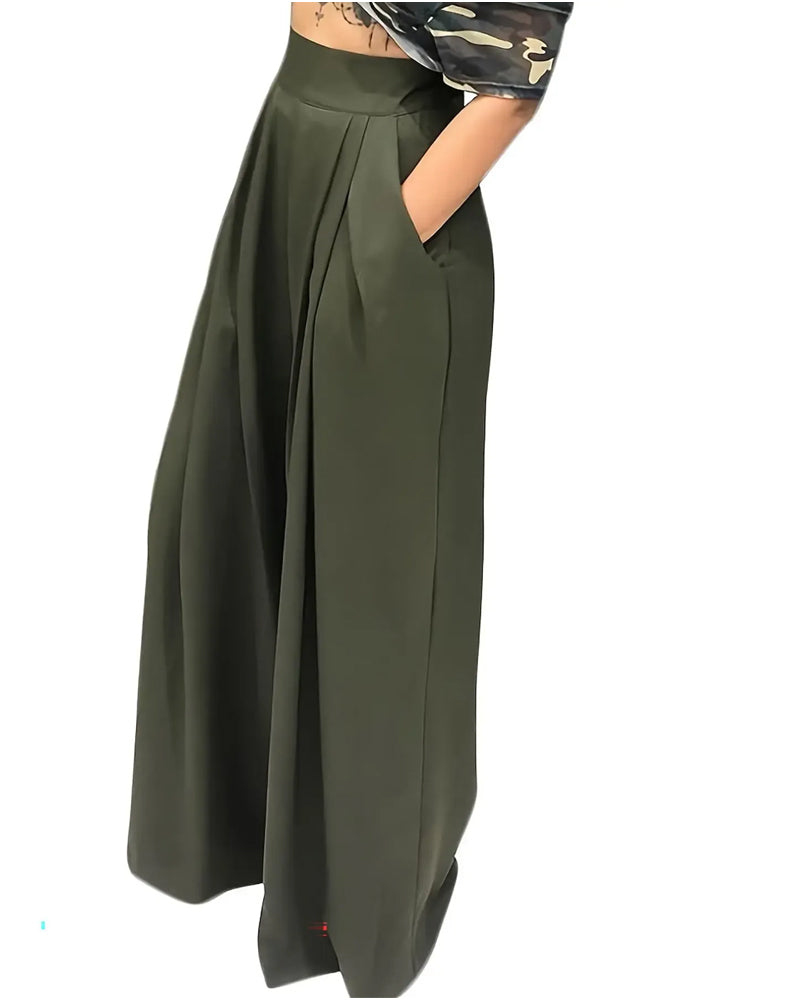 High-Waist Pleated Wide-Leg Pants