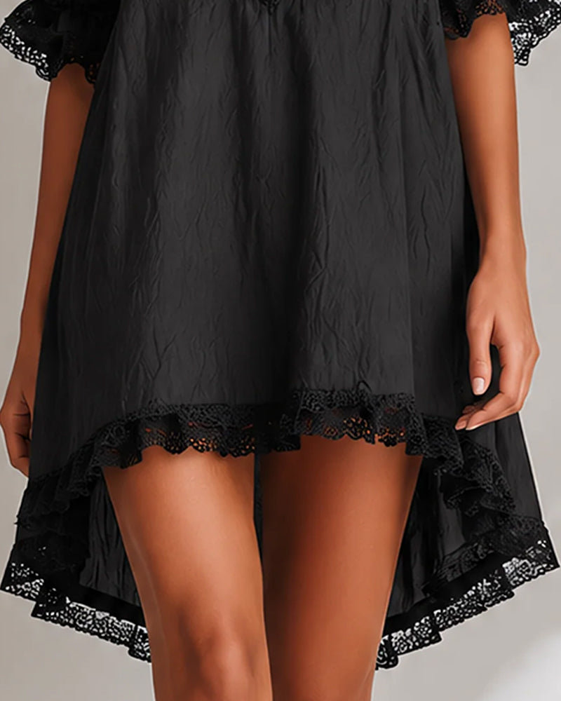 Lace Patchwork Asymmetrical Dress
