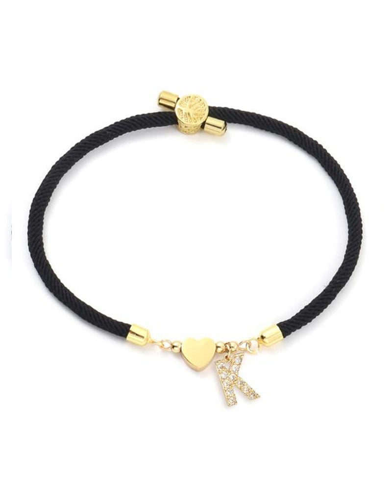 Initial Heart Charm Link Fashionable Bracelet
