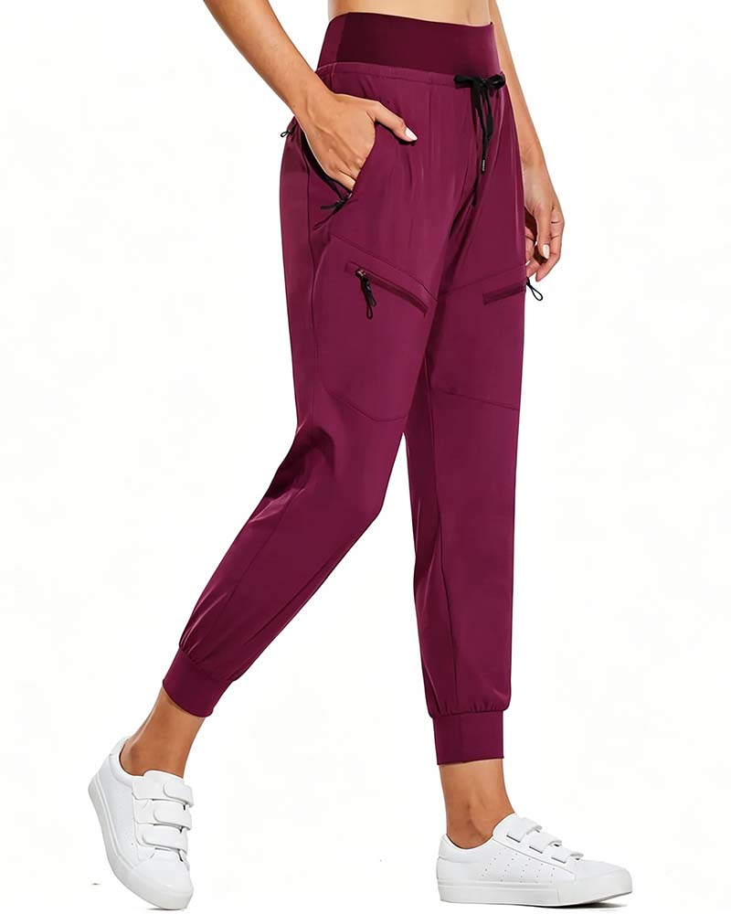 Elastic Waist Drawstring Pocket Tapered Pants