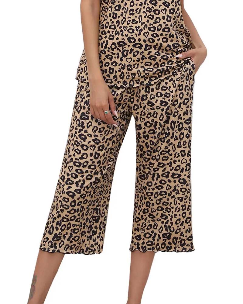 Short Sleeve Leopard Print Set