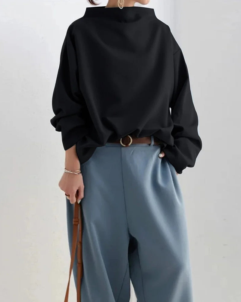 Loose casual long-sleeve blouse