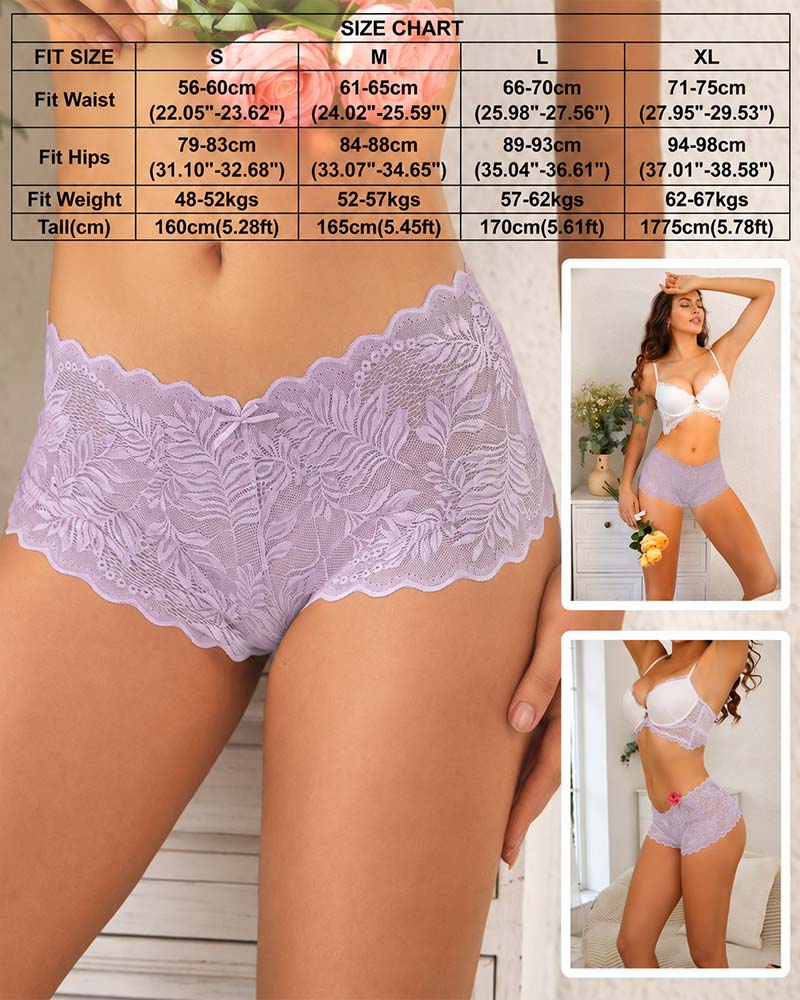 Women’s 8-Pack Sexy V-Waist Lace Cheeky Panties