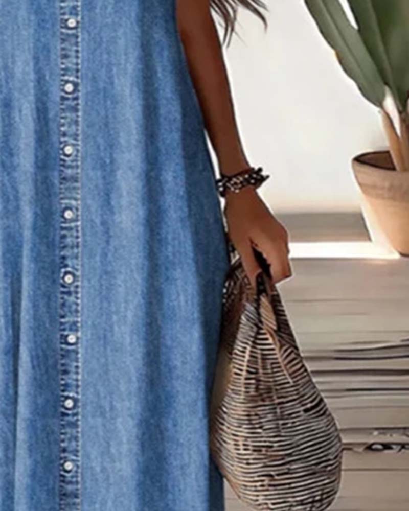 🌸 Casual Summer Dress for Women with Button Placket – Relaxed Style & Comfort for Everyday Wear 💐