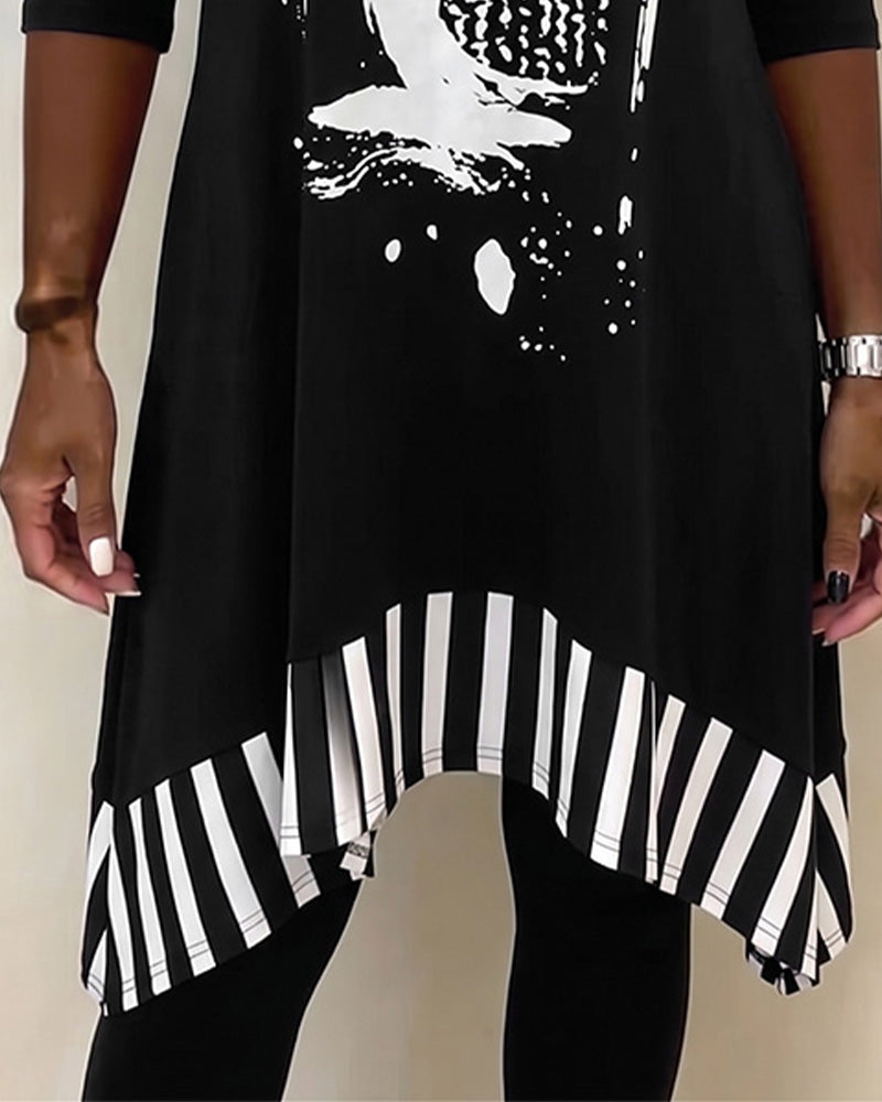 Aumora Off-Shoulder Irregular Loose Print Dress