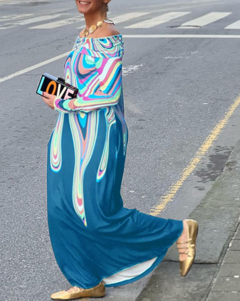 Long sleeve off shoulder elegant maxi dress