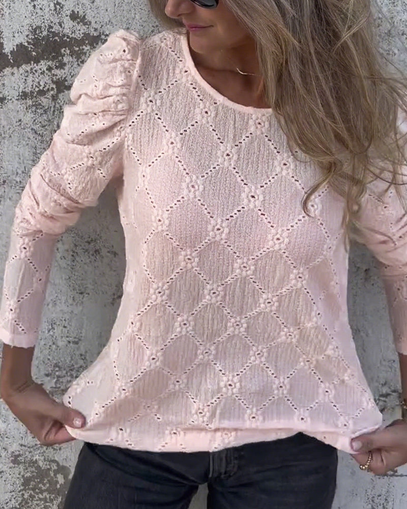 Puff Sleeve Cutout Blouse