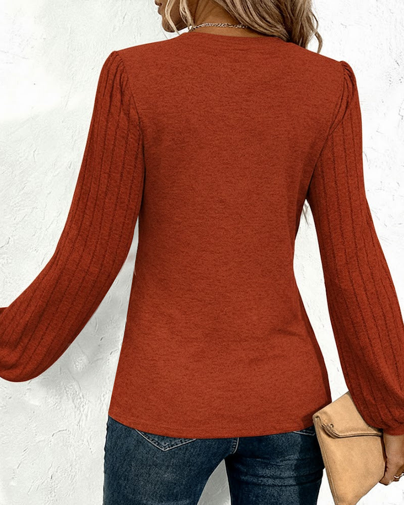 Striped Print Lantern Sleeve Top