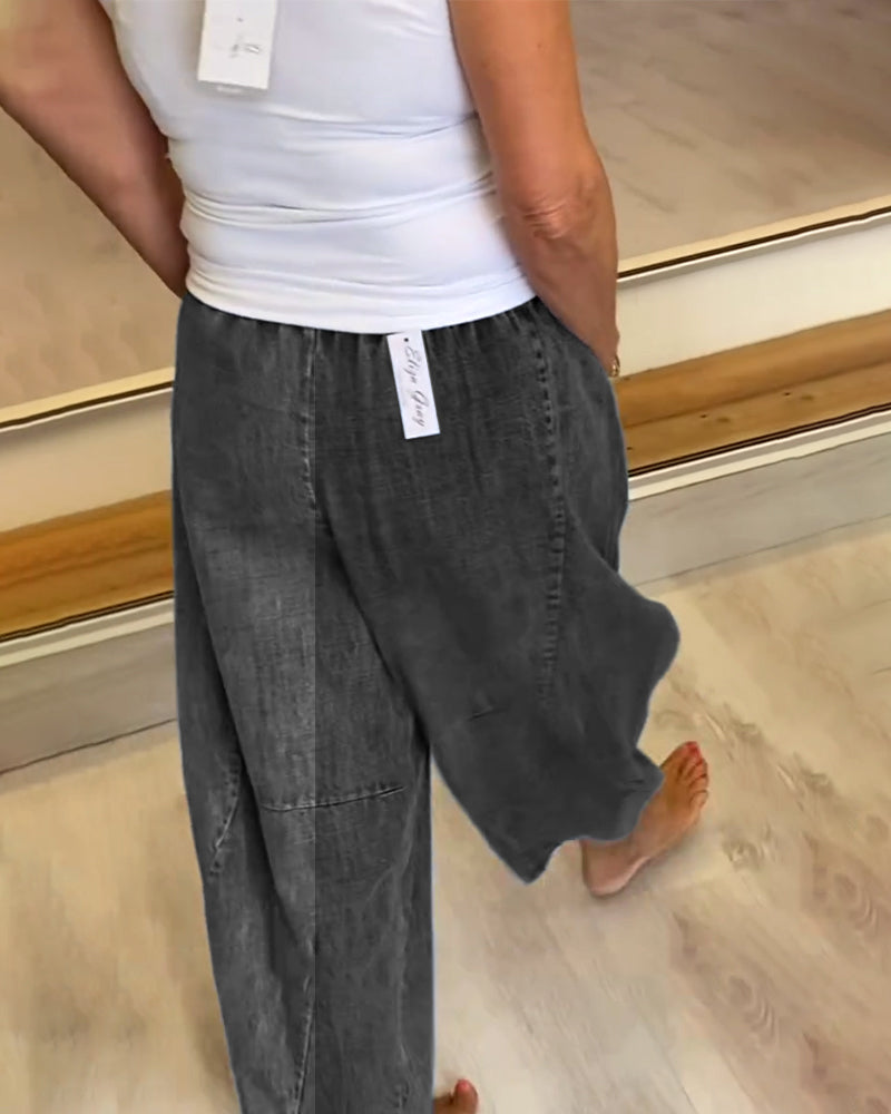 Elastic Waist Casual Jeans