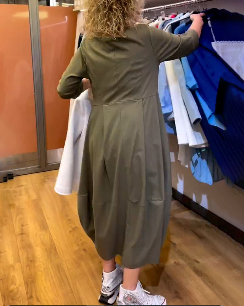 Round Neck 2/3 Sleeve Dress