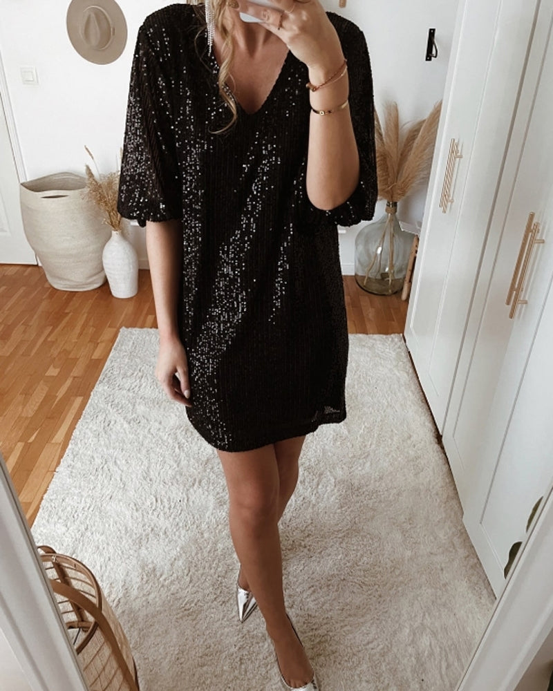 Sequin V-neck party Dress