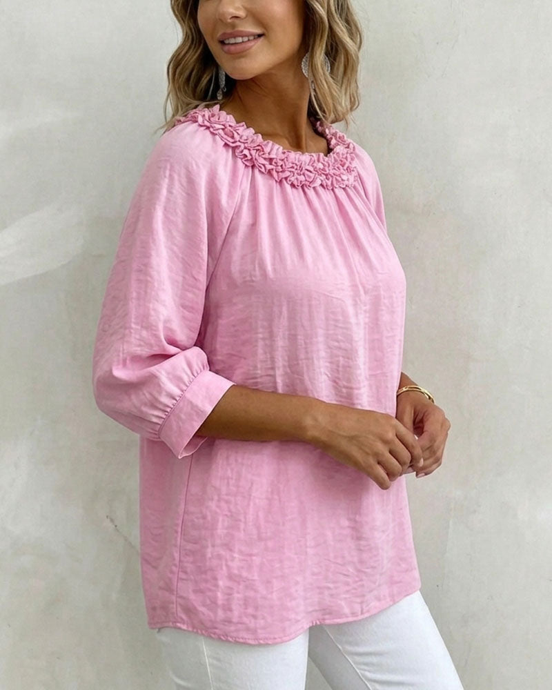 Half-Sleeved Floral Loose Blouse