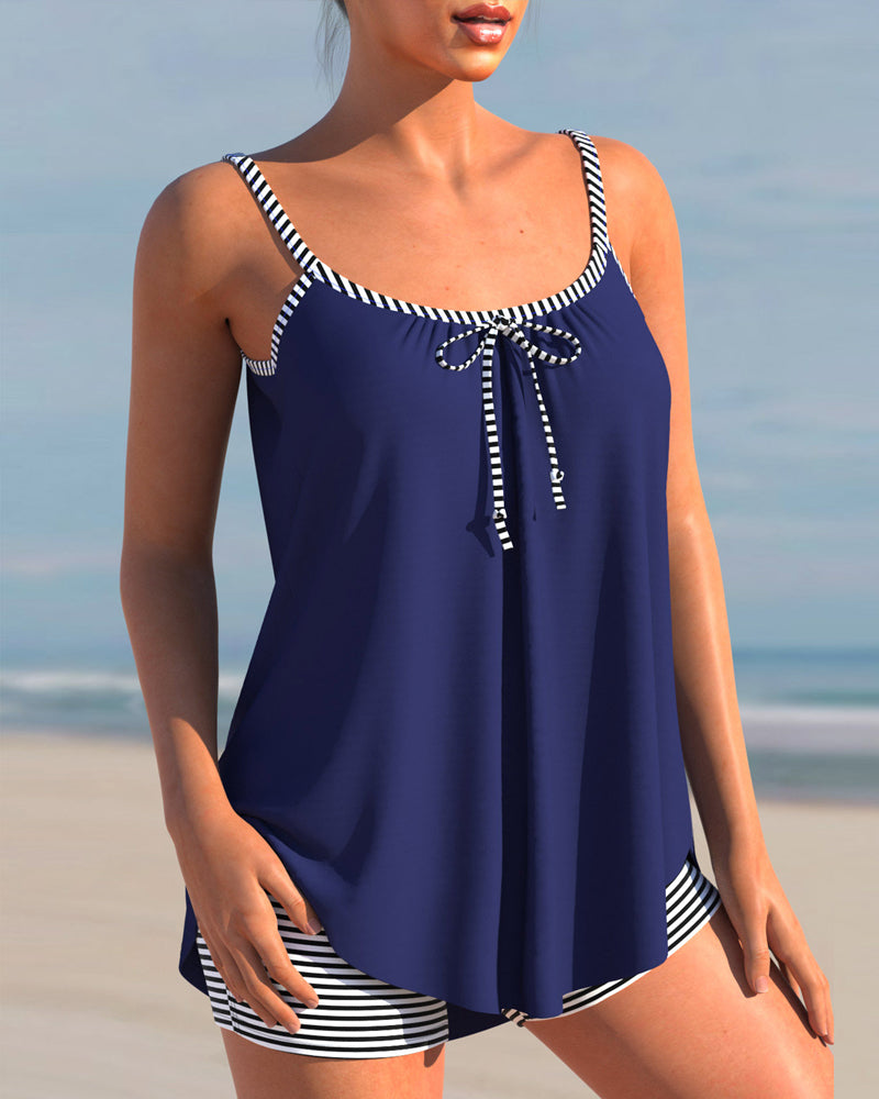 Striped u-neck tankini