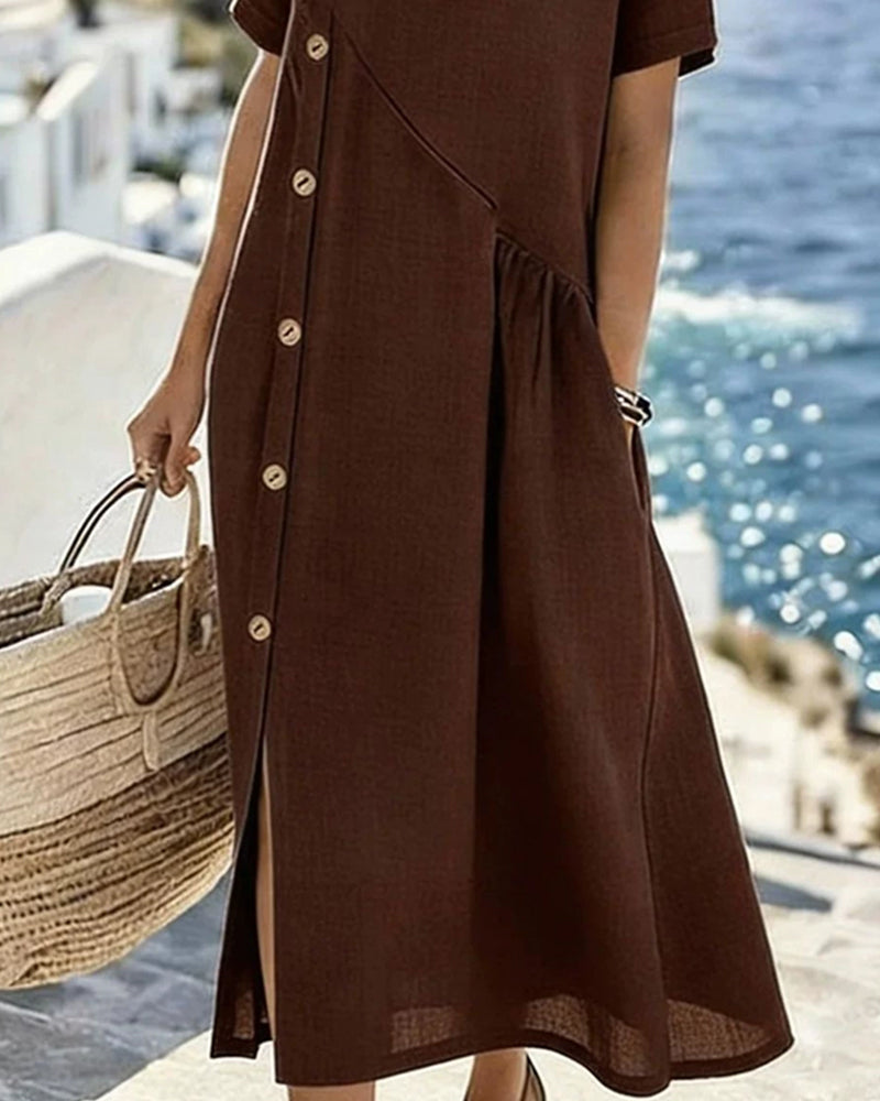 Button Decor Casual Dress