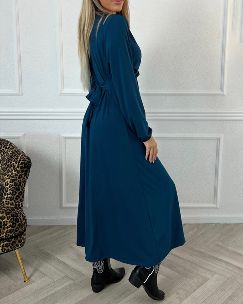 Sexy solid color Long Sleeve Dress