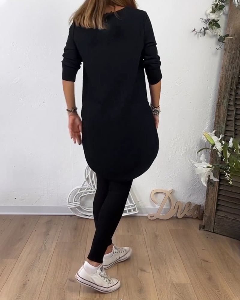 Mid-Length Crew Neck Top