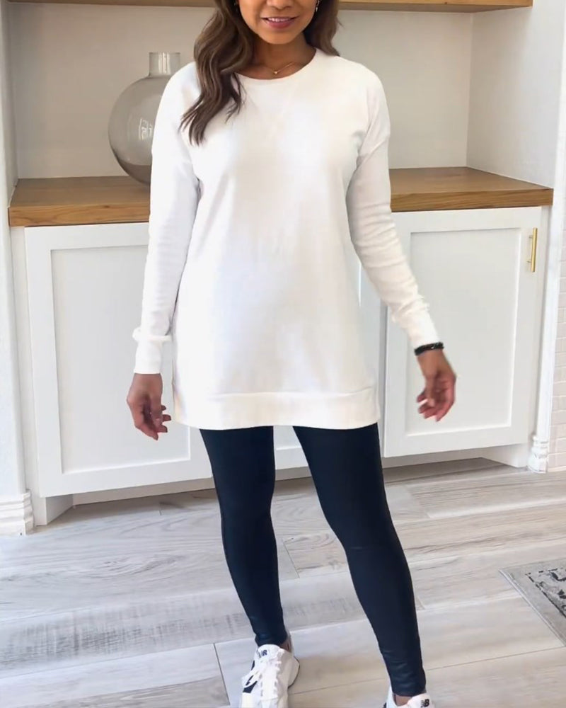 Solid Color Long Sleeve Top