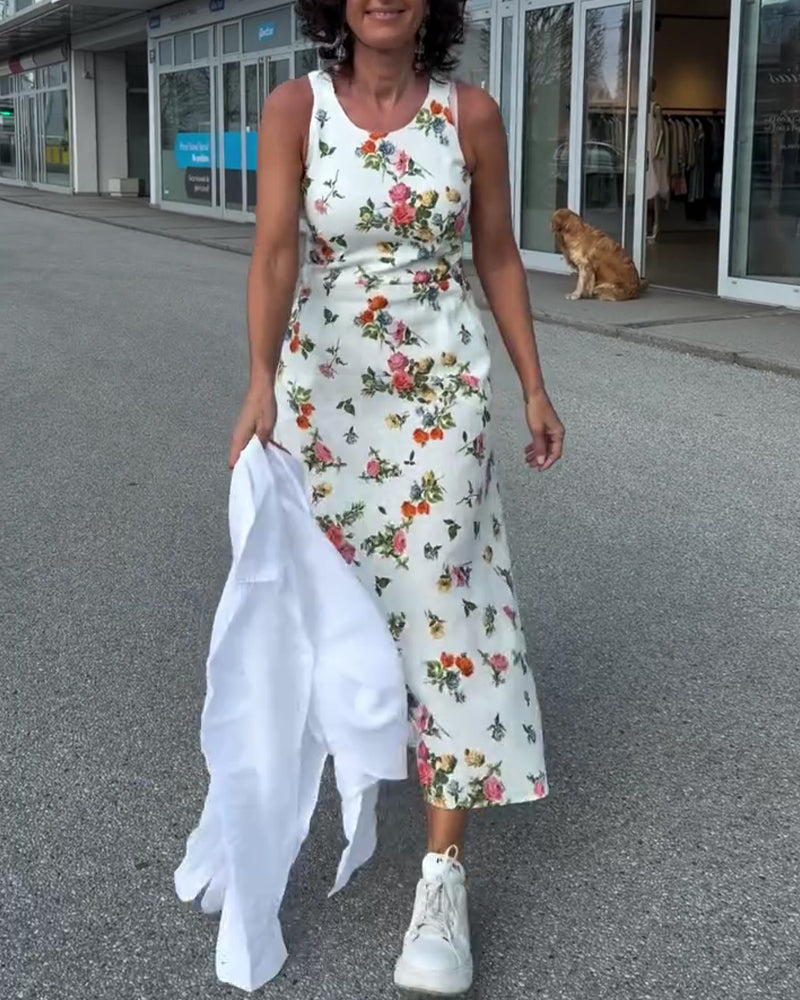 Sleeveless Printed Casual Dress